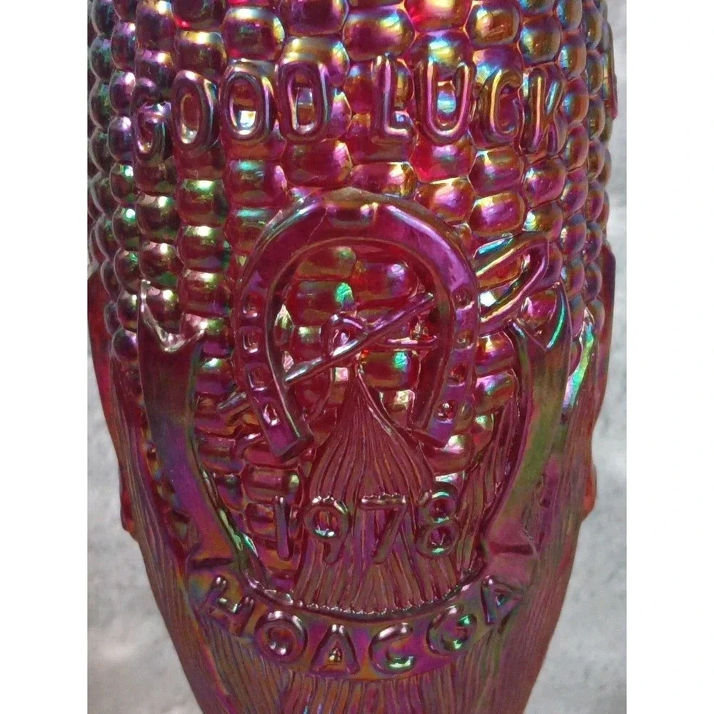 Vintage HOACGA Corn Vase Convention Souvenir Amberina Red Carnival‎ Glass 1978